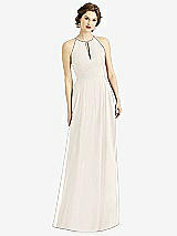 Front View Thumbnail - Ivory Keyhole Halter Chiffon Maxi Dress