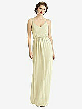 Front View Thumbnail - Butter Yellow V-Neck Blouson Bodice Chiffon Maxi Dress