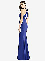 Front View Thumbnail - Cobalt Blue Criss Cross Twist Cutout Back Trumpet Gown