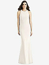 Rear View Thumbnail - Ivory Criss Cross Twist Cutout Back Trumpet Gown