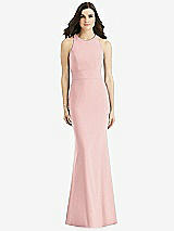 Rear View Thumbnail - Rose Criss Cross Twist Cutout Back Trumpet Gown