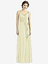 Front View Thumbnail - Butter Yellow Draped Wrap Chiffon Maxi Dress with Sash