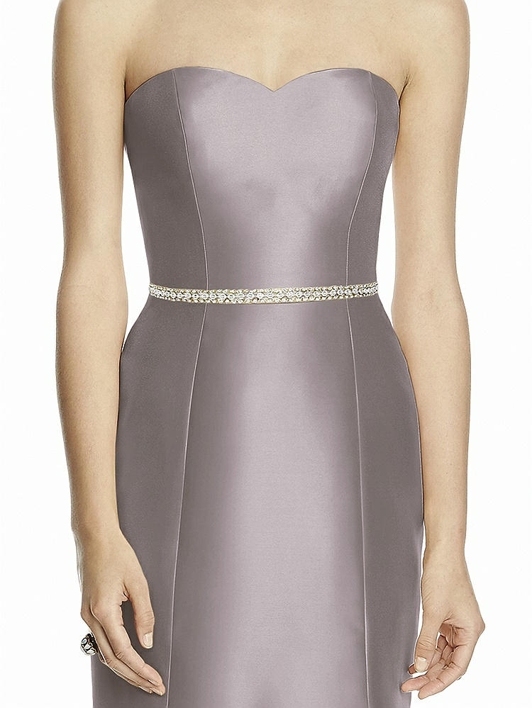 Front View - Cashmere Gray Beaded Sash for Style D742