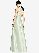 Rear View Thumbnail - Mint Green Sleeveless Open-Back Satin A-Line Dress