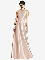 Front View Thumbnail - Cameo Sleeveless Open-Back Satin A-Line Dress