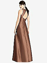 Rear View Thumbnail - Cognac Sleeveless Open-Back Satin A-Line Dress