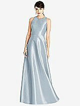 Front View Thumbnail - Mist Sleeveless Open-Back Satin A-Line Dress