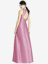 Rear View Thumbnail - Powder Pink Sleeveless Open-Back Satin A-Line Dress