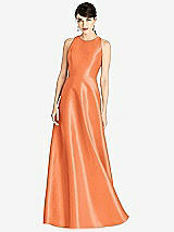 Front View Thumbnail - Portofino Orange Sleeveless Open-Back Satin A-Line Dress