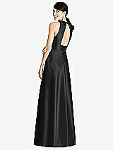 Rear View Thumbnail - Black Sleeveless Open-Back Pleated Skirt Dress with Pockets