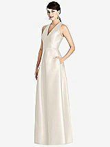 Front View Thumbnail - Ivory Sleeveless Open-Back Pleated Skirt Dress with Pockets