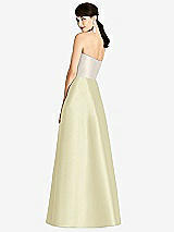 Rear View Thumbnail - Butter Yellow & Ivory Strapless A-Line Satin Dress with Pockets