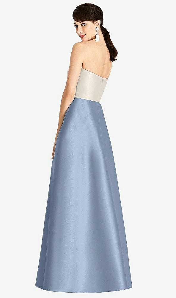 Back View - Cloudy & Ivory Strapless A-Line Satin Dress with Pockets