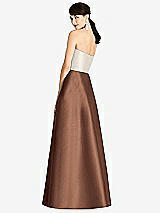 Rear View Thumbnail - Cognac & Ivory Strapless A-Line Satin Dress with Pockets