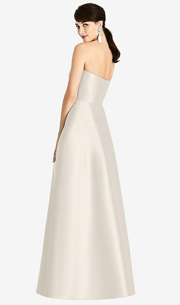 Back View - Ivory & Ivory Strapless A-Line Satin Dress with Pockets