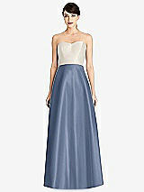 Front View Thumbnail - Larkspur Blue & Ivory Strapless A-Line Satin Dress with Pockets