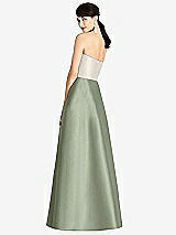 Rear View Thumbnail - Sage & Ivory Strapless A-Line Satin Dress with Pockets