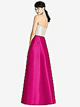 Rear View Thumbnail - Think Pink & Ivory Strapless A-Line Satin Dress with Pockets