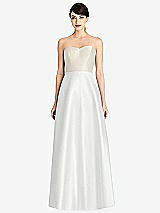 Front View Thumbnail - White & Ivory Strapless A-Line Satin Dress with Pockets