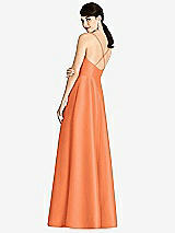 Rear View Thumbnail - Portofino Orange V-Neck Full Skirt Satin Maxi Dress