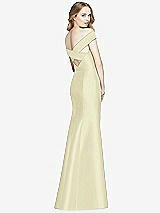 Rear View Thumbnail - Butter Yellow Off-the-Shoulder Criss Cross Back Satin Dress