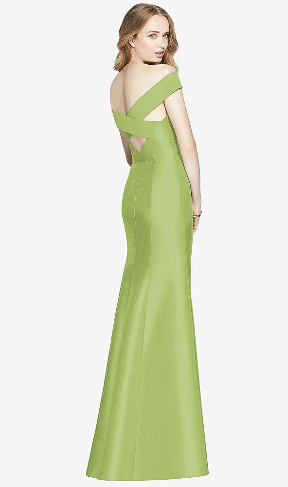 Back View - Mojito Off-the-Shoulder Criss Cross Back Satin Dress