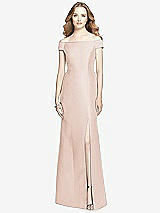 Front View Thumbnail - Cameo Off-the-Shoulder Criss Cross Back Satin Dress