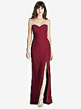 Front View Thumbnail - Burgundy Strapless Crepe Trumpet Gown with Front Slit
