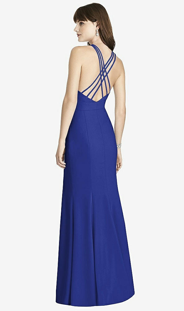 Back View - Cobalt Blue Criss Cross Open-Back Trumpet Gown