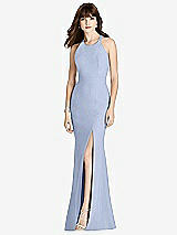 Front View Thumbnail - Sky Blue Criss Cross Open-Back Trumpet Gown