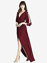 Front View Thumbnail - Cabernet Split Sleeve Backless Chiffon Maxi Dress