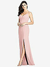 Front View Thumbnail - Rose Seamed Bodice Crepe Trumpet Gown with Front Slit