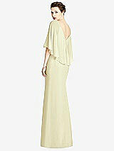 Rear View Thumbnail - Butter Yellow V-Back Trumpet Gown with Draped Cape Overlay