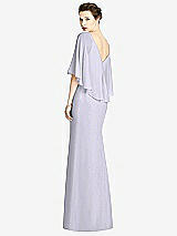 Rear View Thumbnail - Silver Dove V-Back Trumpet Gown with Draped Cape Overlay