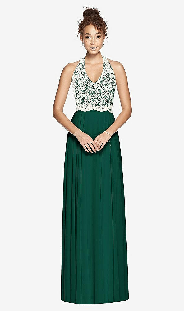 Front View - Hunter Green & Ivory Studio Design Bridesmaid Dress 4530