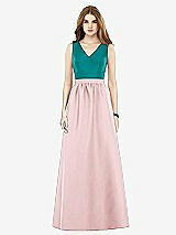 Front View Thumbnail - Ballet Pink & Jade Alfred Sung Bridesmaid Dress D752