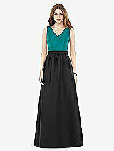 Front View Thumbnail - Black & Jade Alfred Sung Bridesmaid Dress D752