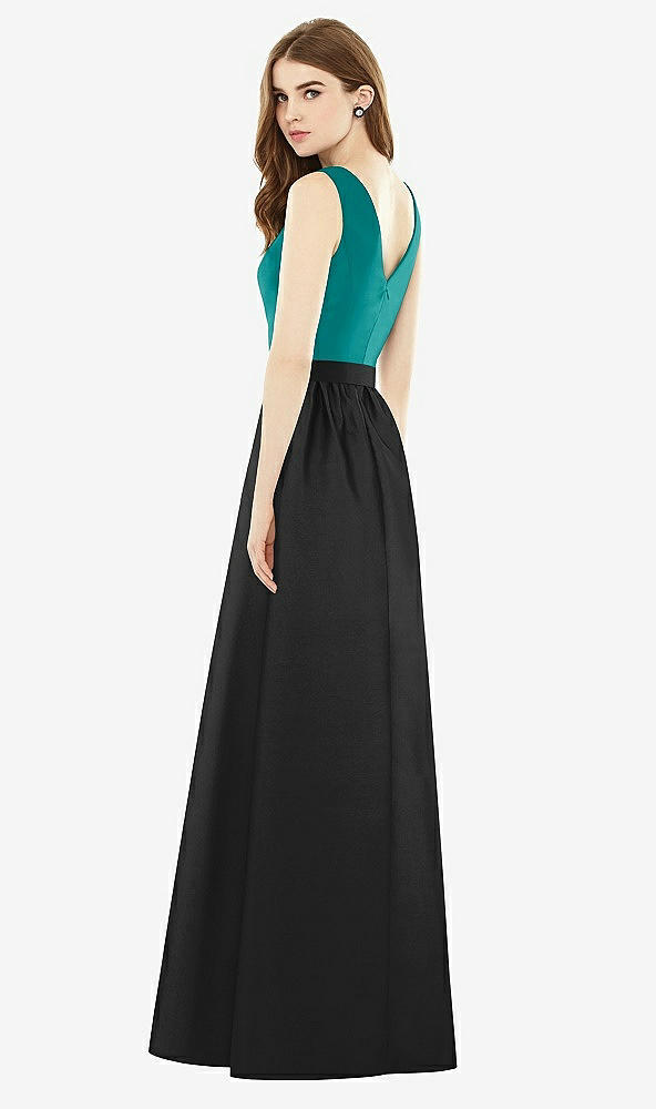 Back View - Black & Jade Alfred Sung Bridesmaid Dress D752