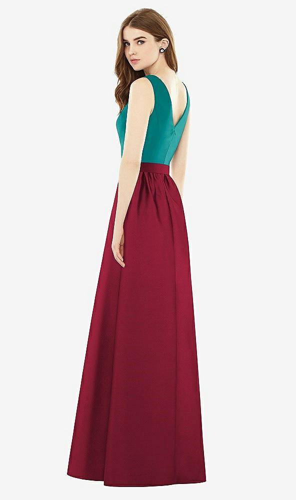 Back View - Burgundy & Jade Alfred Sung Bridesmaid Dress D752