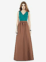 Front View Thumbnail - Cognac & Jade Alfred Sung Bridesmaid Dress D752