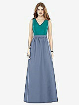 Front View Thumbnail - Larkspur Blue & Jade Alfred Sung Bridesmaid Dress D752