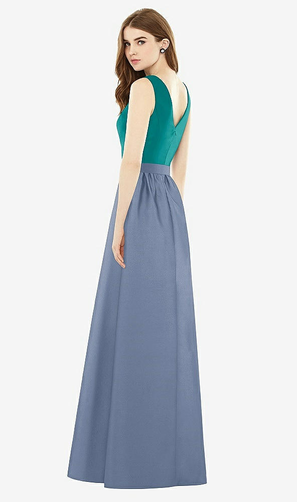 Back View - Larkspur Blue & Jade Alfred Sung Bridesmaid Dress D752