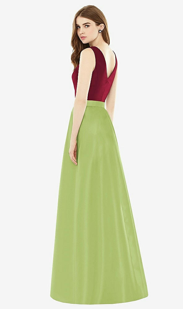 Back View - Mojito & Burgundy Alfred Sung Bridesmaid Dress D753