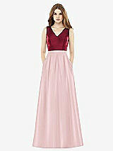 Front View Thumbnail - Ballet Pink & Burgundy Alfred Sung Bridesmaid Dress D753