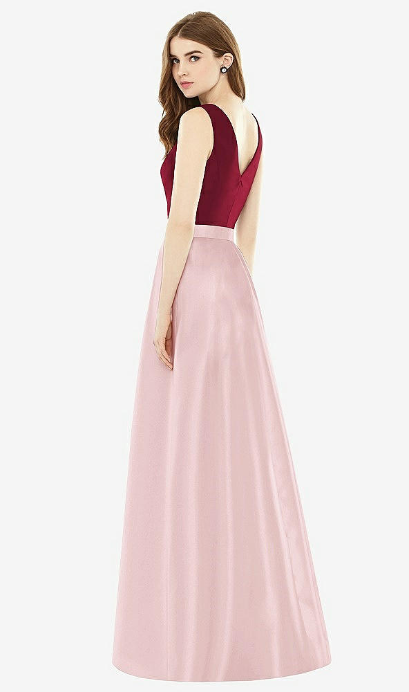 Back View - Ballet Pink & Burgundy Alfred Sung Bridesmaid Dress D753