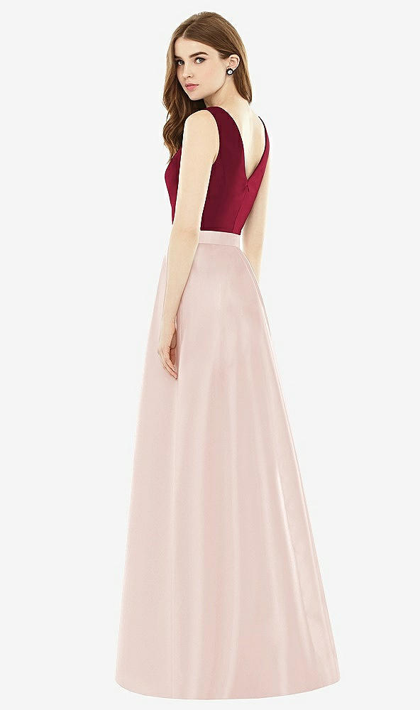 Back View - Blush & Burgundy Alfred Sung Bridesmaid Dress D753