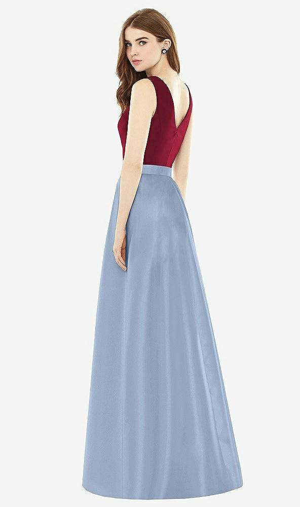 Back View - Cloudy & Burgundy Alfred Sung Bridesmaid Dress D753