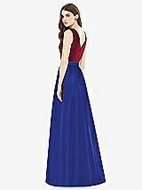 Rear View Thumbnail - Cobalt Blue & Burgundy Alfred Sung Bridesmaid Dress D753