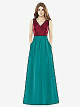 Front View Thumbnail - Jade & Burgundy Alfred Sung Bridesmaid Dress D753