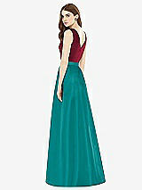 Rear View Thumbnail - Jade & Burgundy Alfred Sung Bridesmaid Dress D753